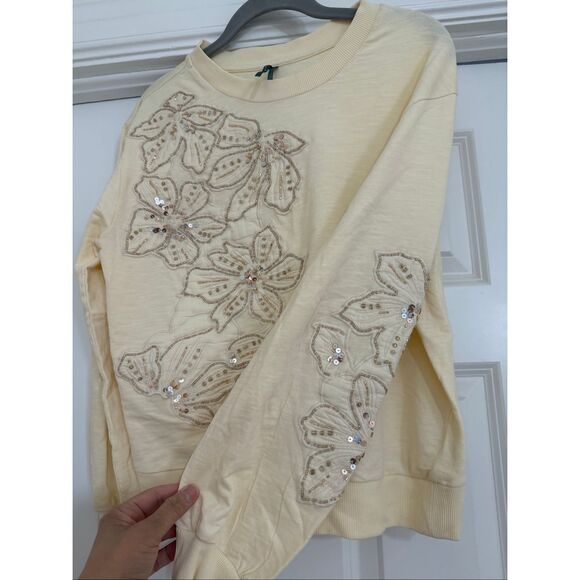 Anthropologie Beaded Embroidered Sweatshirt - Picture 8 of 10